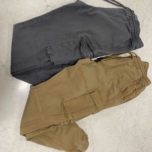 Denim&Co Gray and Khaki Cargo Jogger Pants Relaxed Fit